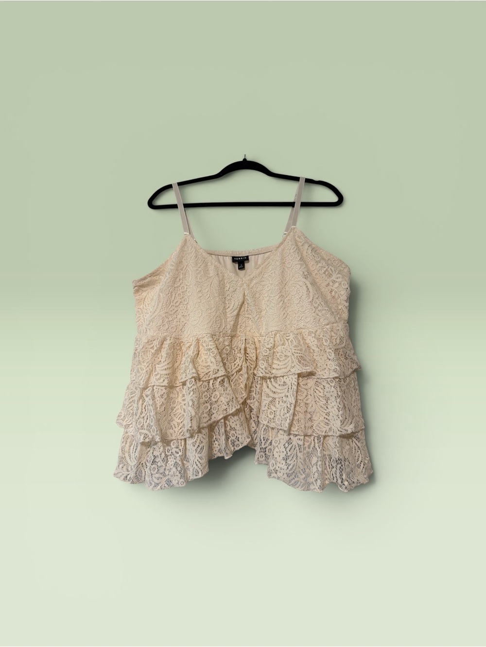 torrid Cream Layered Lace Ruffle Cami